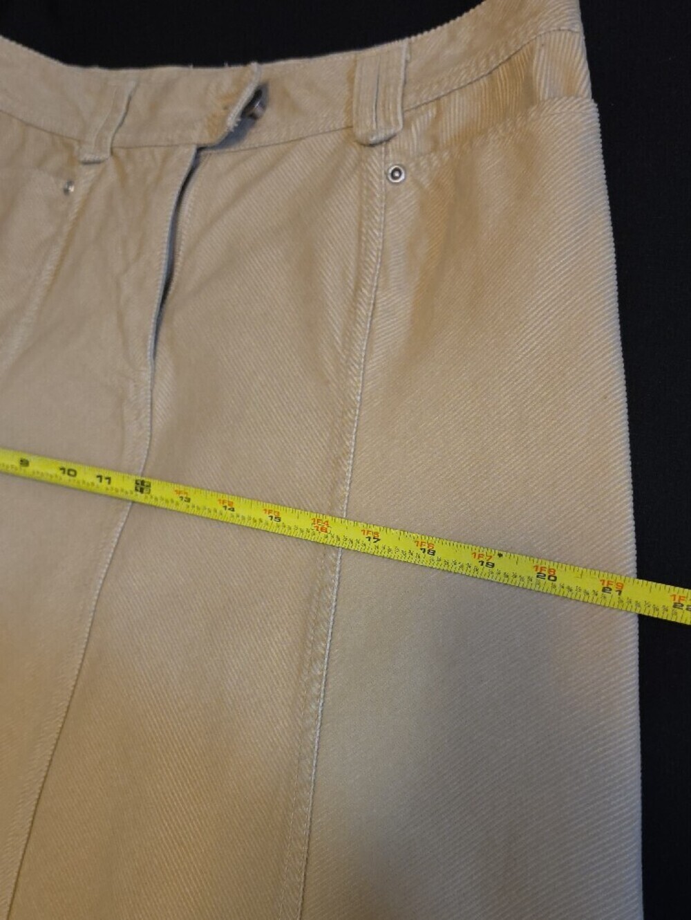 100% Cotton Neutral A-Line Skirt with Front Button - Picture 11 of 13